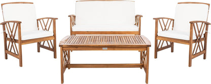 SAFAVIEH Outdoor Collection Fontana Natural/ Beige 4-Piece Conversation Patio Set with Cushions11