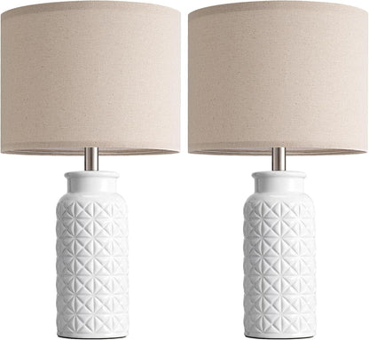 22.6" Modern Ceramic Bedside Lamps Set of 2, Lamps for Bedroom,White9