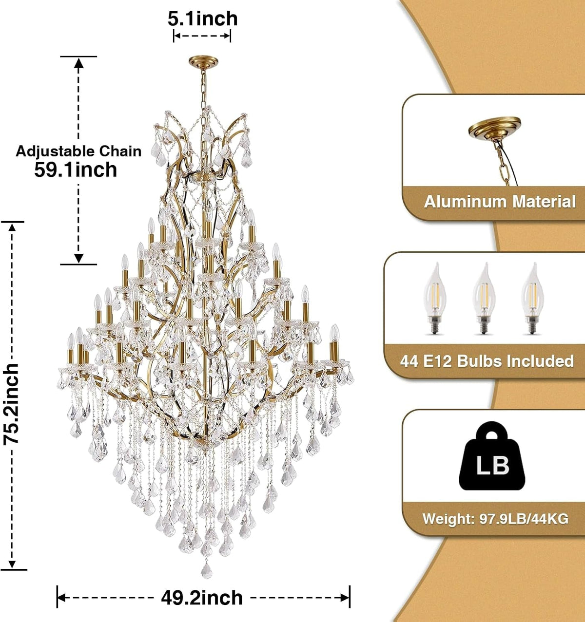 44-lights-large-crystal-chandelier-for-high-ceilings-brass-chandelier-modern-light-fixture-maria-theresa-chandeliers-for-foyer-entryway-staircase-living-lobby-h75-2-x-d49-2-included-bulbs