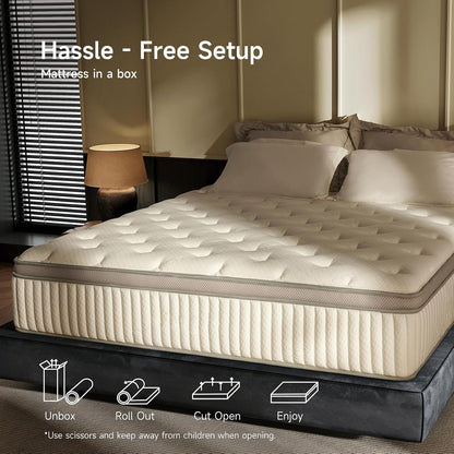 Queen Mattress, 12 Inch Hybrid Queen Mattress in a Box, Memory Foam & Individual Pocket Springs, Medium Firm, Motion Isolation, Ideal for All Sleep Positions, Certipur-Us Certified8