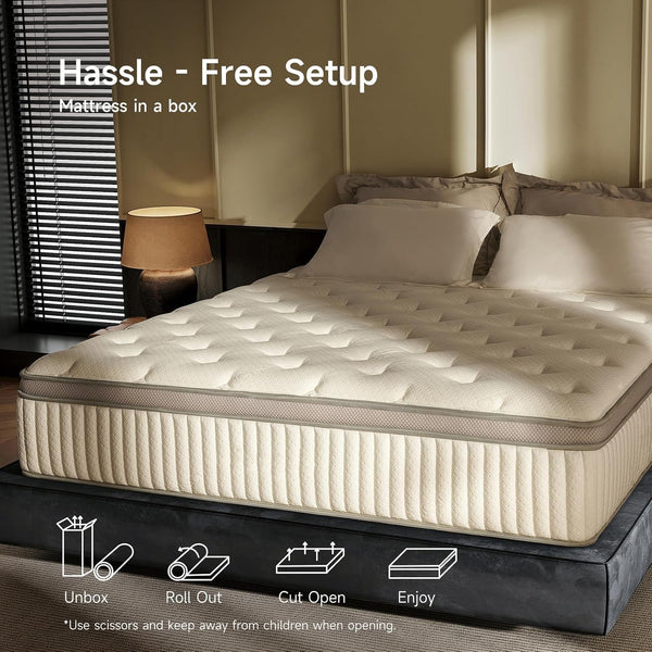 Queen Mattress, 12 Inch Hybrid Queen Mattress in a Box, Memory Foam & Individual Pocket Springs, Medium Firm, Motion Isolation, Ideal for All Sleep Positions, Certipur-Us Certified8