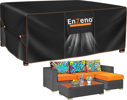 Patio Furniture Set Cover, Outdoor Sectional Sofa Couch Set Covers Waterproof, Garden Dining Table Chair Set Cover outside Rectangular Heavy Duty Weatherproof 90" L X 65" W X 28" H Black1