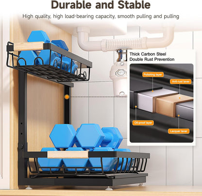 2-Pack 2-Tier Height Adjustable under Sink Organizer & Storage6