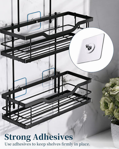 Shower Caddy Hanging - 3 Tier Bathroom Shower Organizer with Soap Holder, 6 Hooks, Heavy Duty Stainless Steel Storage Rack, Rustproof Fast Draining Shelves, Black7