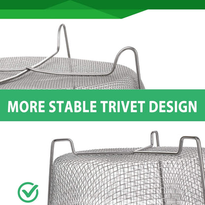 Steamer Basket for Instant Pot Accessories 6 Qt or 8 Quart - 2 Tier Stackable 18/8 Stainless Steel Mesh - Silicone Handle - Vegetable Steamer Insert, Egg Basket, Pasta Strainer,Silver5