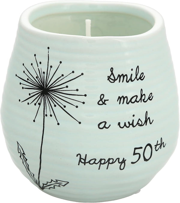 '- 8 Oz Candle Holder - Green Ceramic Candle Jar with 100% Soy Wax Candle Serenity Scent "Smile and Make a Wish, Happy 50Th" Ideal Gift for Loved Ones - Printed Text, Love Theme6