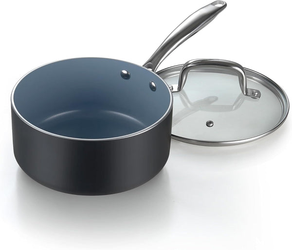 Classic Pots and Pans Nonstick Ceramic Kitchen Cookware Sets Include Saucepan, Frying Pans, Stockpot with Lids, Nylon Utensils, Heavy Gauge, 10-Piece, Black6