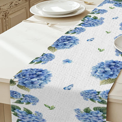 Hydrangea Butterfly Table Runner 13X72 Inch, Blue Hydrangea Gifts for Women3