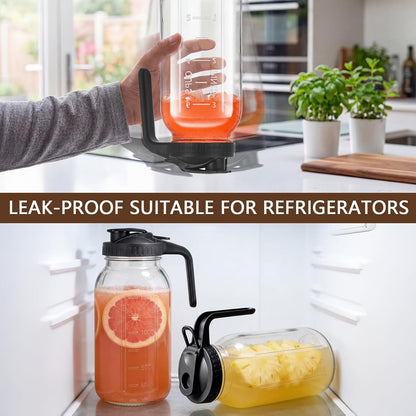 3 Pack Glass Pitchers with Lid, 64 Oz Sun Tea Pitcher, Half Gallon Mason Jar Pitcher with Wide Mouth Airtight Lid for Ice Tea, Cold Brew Coffee, Fridge Water, Milk, Juices, Leak Proof Water Jug5