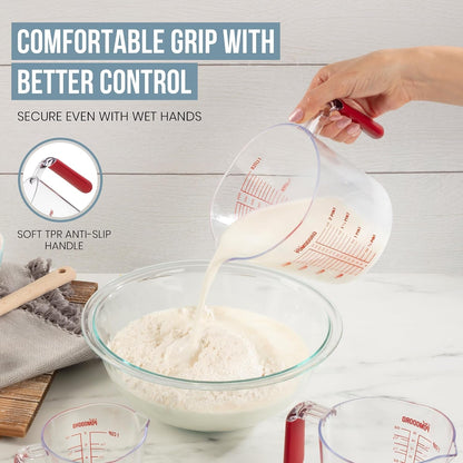Liquid Measuring Cups Set, Plastic, Fade-Proof Marks, 3Pc4