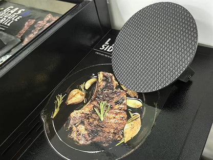 Burger Press 7.08" round & 8.3”X4.3”Rectangle Heavy-Duty Cast Iron Smash Meat Steak with Wood Handle for Blackstone Camp Chef Pitboss Weber Treager Griddle Grills (Round & Rectangle)7