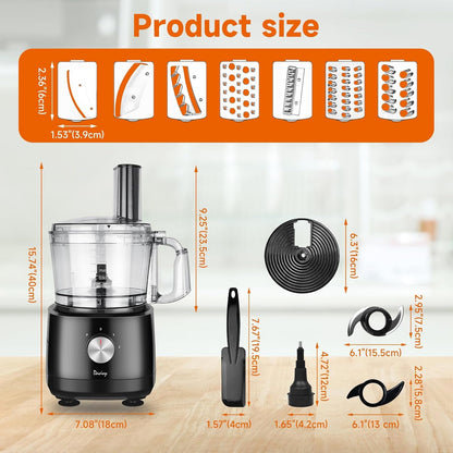 7-Cup Food Processor with Storage Drawer, 9-Blade for Home Meal Prep | Cheese Grate, Wavy Slicer Meat Chopper, Dough Kneading, Veggie Salad Shred, French Fries for Party, Healthy Snacks, Baby Food2