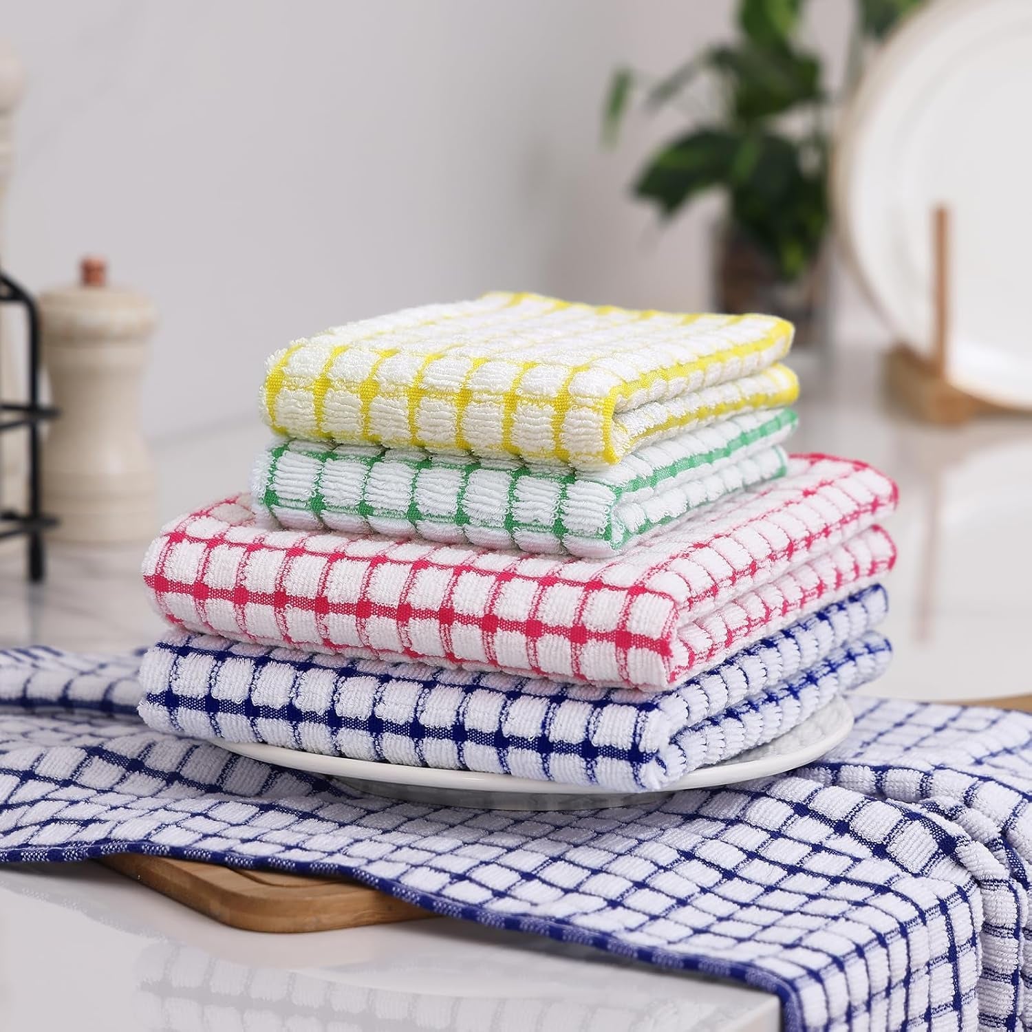 kitchen-towels-and-dishcloths-set-set-of-8-blue-yellow-red-green-cotton-terry-kitchen-dish-towels-super-soft-and-absorbent-dish-cloths-16-x-25-and-12-x-12-inches