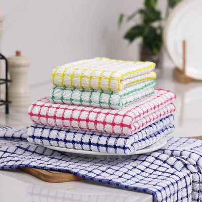 Kitchen Towels and Dishcloths Set, Set of 8, Blue/Yellow/Red/Green | Cotton Terry Kitchen Dish Towels, Super Soft and Absorbent Dish Cloths, 16 X 25 and 12 X 12 Inches8