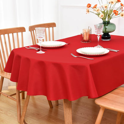 Red Oval Tablecloth 60 X 84 Inch, Washable Christmas Table Cloth1
