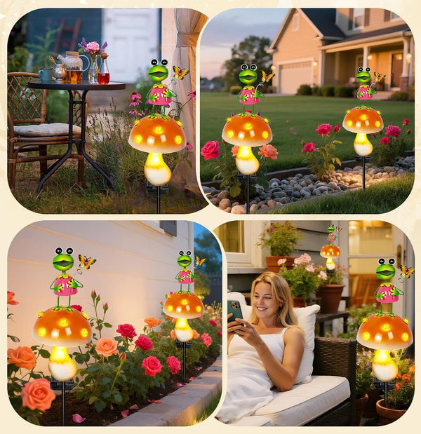 Solar Garden Lights Outdoor, Frog Mushroom Stake Light, Waterproof7