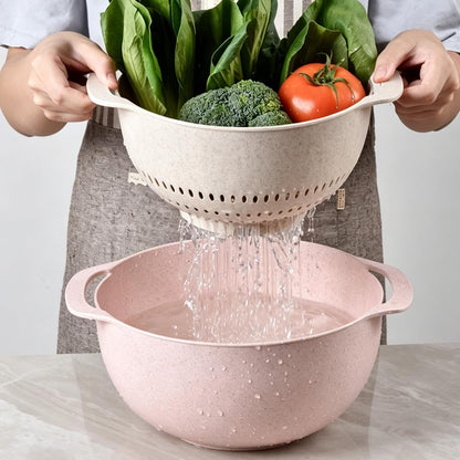 Mixing Bowls, Nesting Baking Bowls with Colander & Fine Mesh (Wheat-10Pcs)7