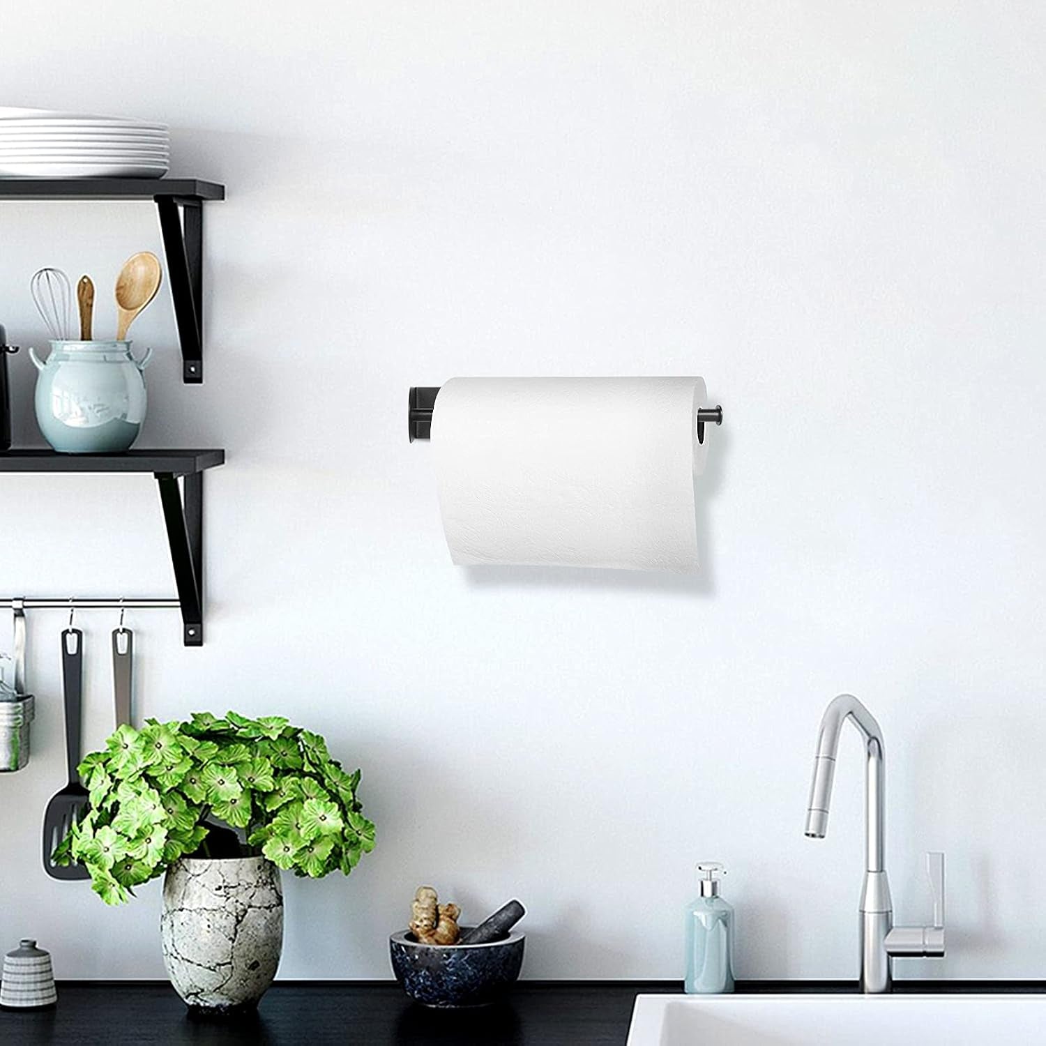 kitchen-magnetic-stainless-steel-paper-towel-holder-for-refrigerator-grill-toolbox-magnetic-30cm-black-b