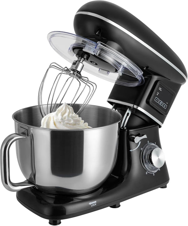 Stand Mixer, 6.5 Quart, 6+1 Speed Tilt-Head Kitchen Mixer, Copper Motor, Household Food Mixer with Bowl, Flat Beater, Dough Hook, Egg Whisk Fit for Kitchens, Small Restaurants, Bakeries (Black)3