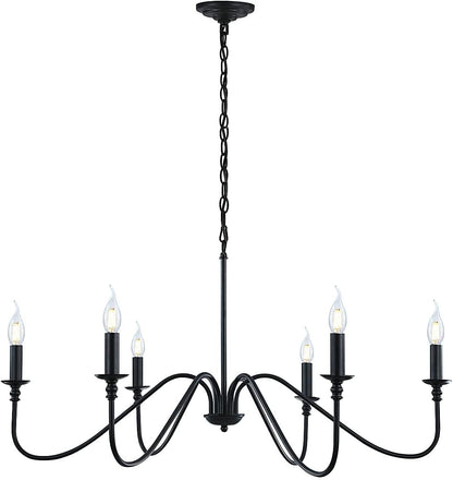 Black Chandelier, 6-Light Farmhouse Chandelier for Dining Room1