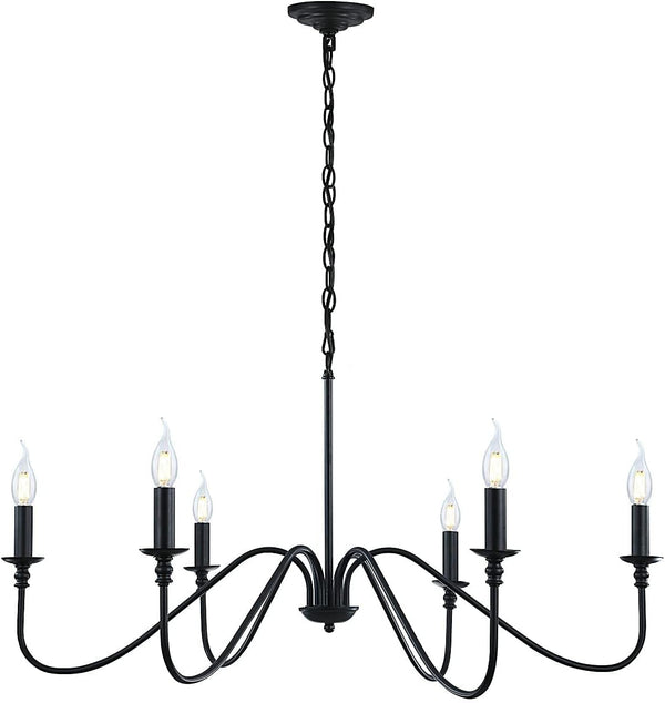 Black Chandelier, 6-Light Farmhouse Chandelier for Dining Room1