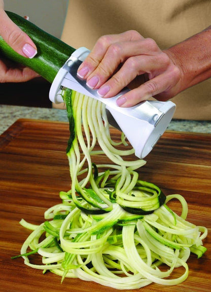 Veggetti Veggie Slicer, Dual Stainless Steel Blade Vegetable Cutter for Thick or Thin Noodle, Works with Zucchini, Squash, Cucumbers, Carrots, and More, 2.76"L X 2.76"W X 6.32"H, White4