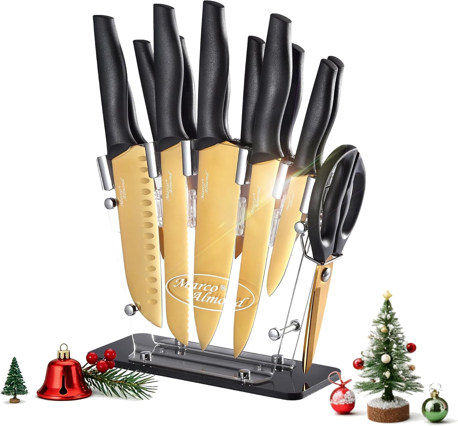 ®-gold-knife-set-with-block-kya23-14-pieces-stainless-steel-chef-cutlery-knives-set-for-kitchen-with-acrylic-stand-gold-color-stainless-steel-knives-set-w-acrylic-stand-razor-sharp-non-stick-anti-rust-ergonomic-handle-full-tang-gift-box