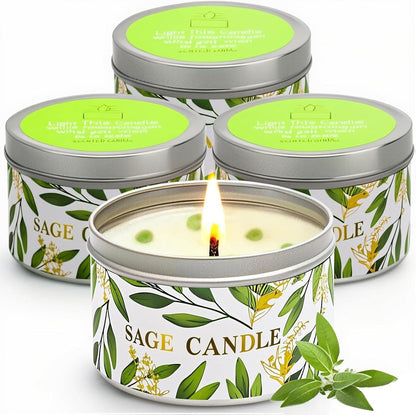 Sage Candles Gift Set, 4 Pack Soy Wax Scented Sage Candle for Cleansing1