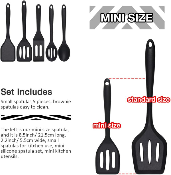 Small Spatulas 5PCS, Mini Silicone Spatula for Fish, Fried Rice6