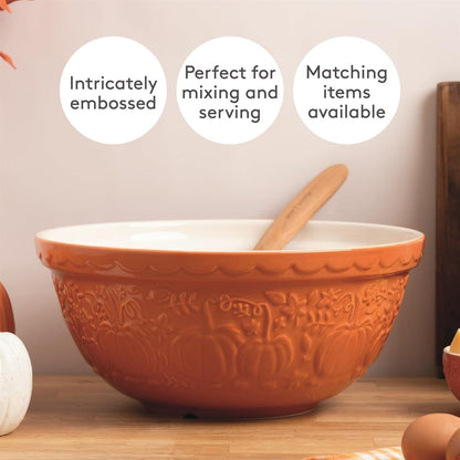 in the Pumpkin Patch S12 Mixing Bowl Stoneware, 4.25 Qt, Embossed Pumpkin Design (Persimmon)5