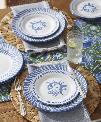Solear Blue Stoneware 12-Piece Dinnerware Set for 48