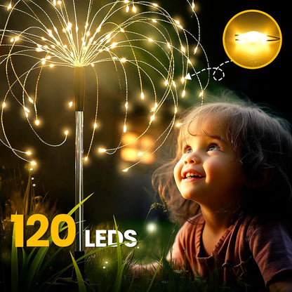 2 Pack Solar Firework Lights Outdoor, Garden Decor, Warm White7
