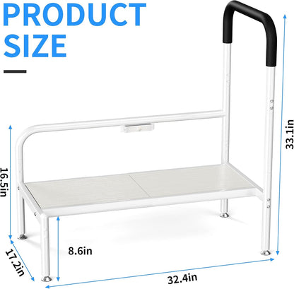 Bed Step Stool for Adults, Bedside Steps for Elderly Seniors with Non-Slip Handle & LED Light, Stable Assist Rail for High Beds6