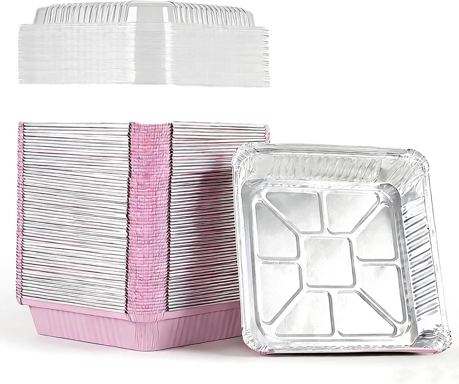 40-pack-8x8-square-aluminum-baking-cake-pans-with-clear-lids-pink-foil-pans-with-lids-disposable-food-containers-great-for-cooking-heating-storing-prepping-food