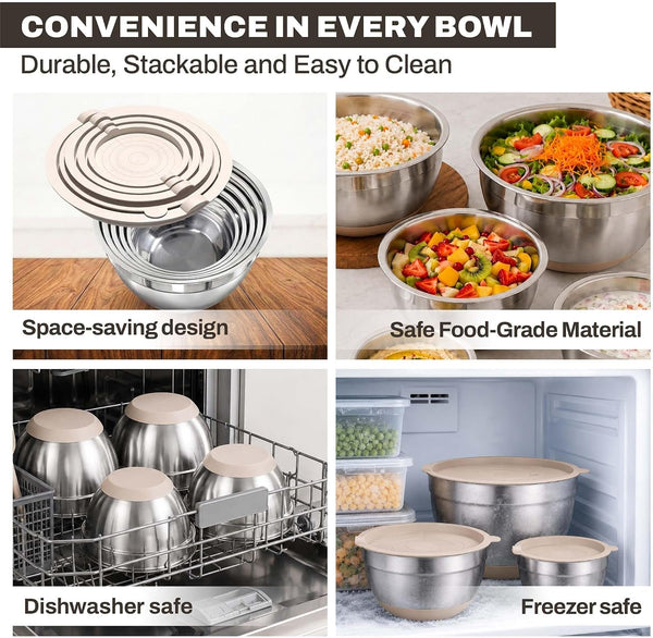 Stainless Steel Mixing Bowls with Lids, 11-Piece Nesting Set6