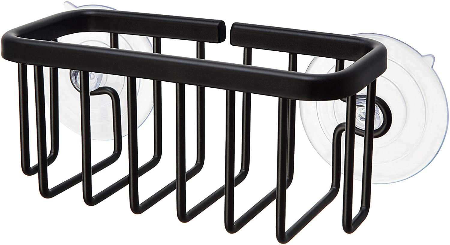 neverrust-kitchen-bathroom-sink-caddy-for-sponges-scrubbers-soap-6-x-2-5-x-2-65-with-adhesive-mount-additional-suction-cup-included-aluminum-black
