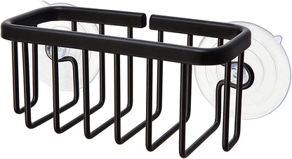 Neverrust Kitchen & Bathroom Sink Caddy for Sponges, Scrubbers, Soap, 6" X 2.5" X 2.65", with Adhesive Mount - Additional Suction Cup Included –Aluminum (Black)7