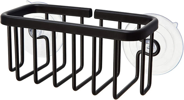 Neverrust Kitchen & Bathroom Sink Caddy for Sponges, Scrubbers, Soap, 6" X 2.5" X 2.65", with Adhesive Mount - Additional Suction Cup Included –Aluminum (Black)7
