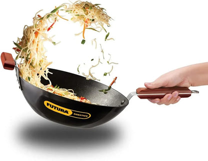 Futura  Nonstick Wok Stir Fry/Deep Fry Pan with 2 Stay Cool Rosewood Handles, 11.5", Black1