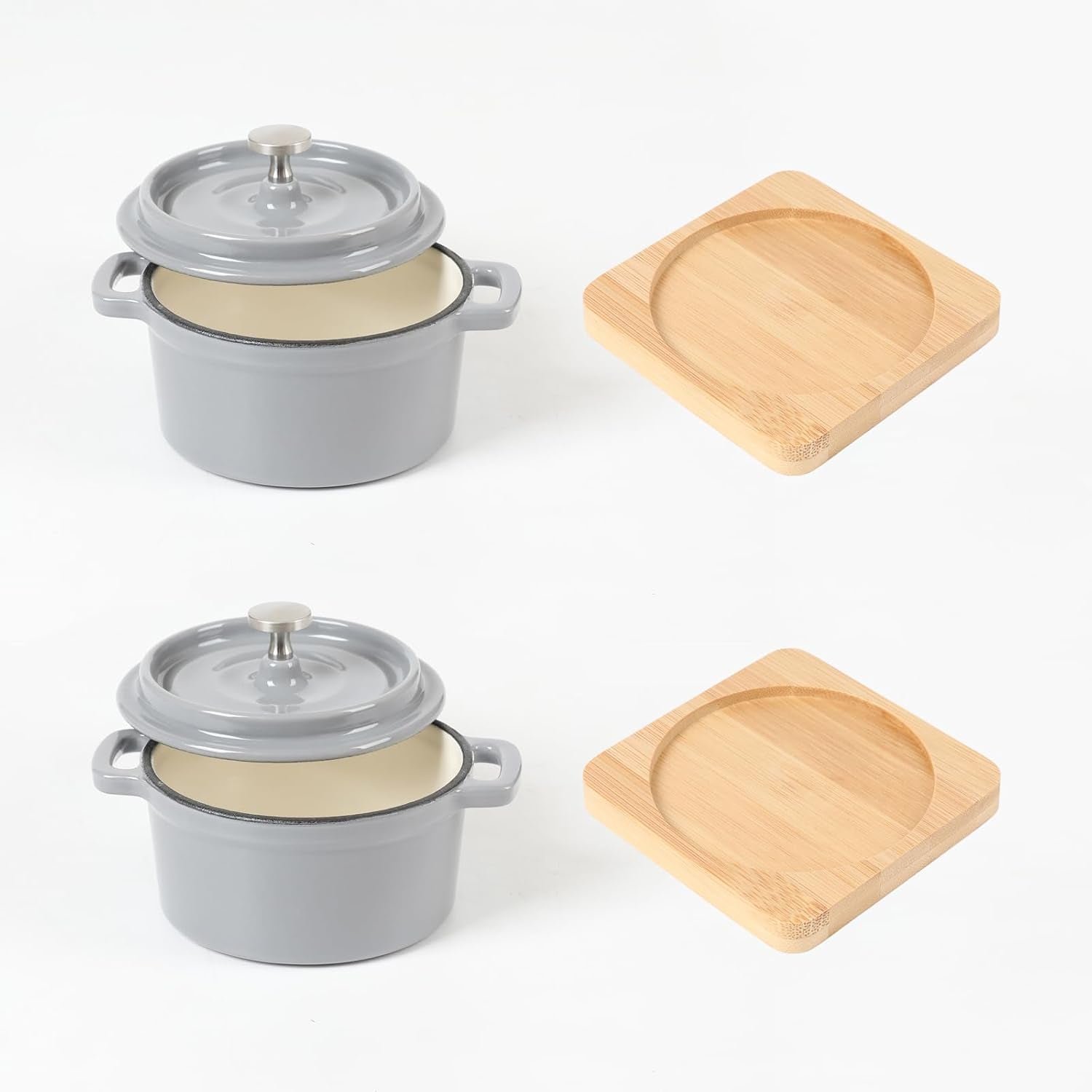enameled-cast-iron-mini-dutch-oven-cocotte-saucepan-with-lid-270ml-9-13oz-1-08cups-gray-set-of-2