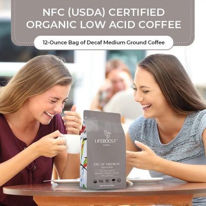 Medium Roast Swiss Water Decaf Coffee Ground - Non-Gmo Low Acid Single Origin USDA Decaf Organic Coffee - Third Party Tested for Mycotoxins & Pesticides - 12 Ounces4