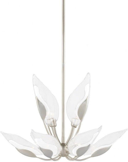 Blossom 10-Light Chandelier | Silver Leaf Finish | Made of Brass & Glass | Damp-Rated for Bathroom Use | Adjustable Hang Height 28-79" | 29" Dia X 18.75" H | 4829-SL1