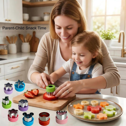 9 PCS 1.5 in Mini Fruit Vegetable Cookie Cutters Set for Kids | Stainless Steel Small Sandwich Food Cutter Shapes, Fun Shaped Tiny Dinosaur Heart Star Circle Flower for Lunch, Cheese & Clay2