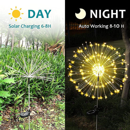Solar Firework Lights, 2 Pack 180 Leds 2 Lighting Modes Solar Lights Outdoor Waterproof for Garden Patio Walkway Pathway Party Wedding Christmas Decorative - Warm White7