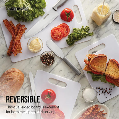 Large Cutting Board, Dishwasher- Safe Plastic Chopping Board for Kitchen with Easy Grip Handle, 11In by 14In, White4
