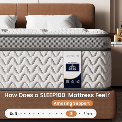 Sleep Firm Queen Mattress 12 Inches - Cooling Hybrid Single Mattresses with Extra Lumbar & Shoulder Support, Hotel Collection for Pain Relief - Fiberglass Free - 365 Night Trial7