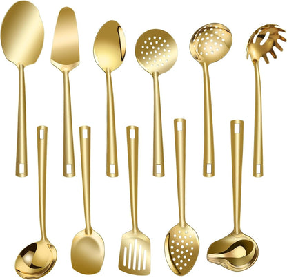Cooking Utensil Set 11 Pcs Stainless Steel Kitchen Utensils Set Wok Utensils Kitchen Tool Set Spatula Set Heat Resistant Metal Kitchen Tools Ergonomic Handleeasy to Clean Dishwasher Safe1