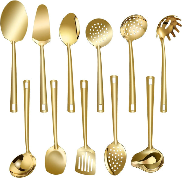 Cooking Utensil Set 11 Pcs Stainless Steel Kitchen Utensils Set Wok Utensils Kitchen Tool Set Spatula Set Heat Resistant Metal Kitchen Tools Ergonomic Handleeasy to Clean Dishwasher Safe1