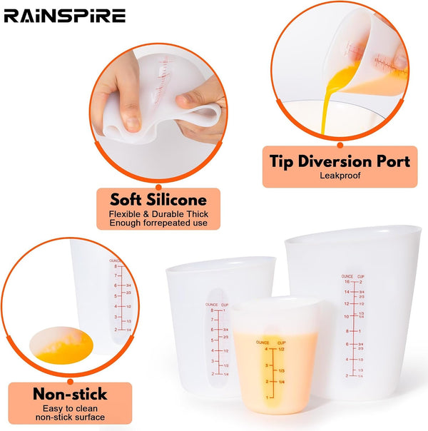 Silicone Measuring Cups for Melting Chocolate Ml/Oz/Cup Marks Silicone Cups4