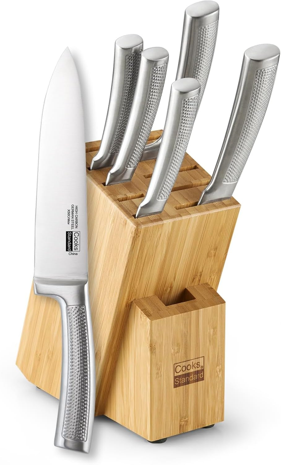 classic-bamboo-kitchen-cutlery-block-set-with-knifes-stainless-steel-forge-high-carbon-german-blade-with-expandable-bamboo-storage-block-for-extra-slots-6-piece
